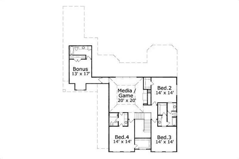 Floor Plan Second Story of Luxury Plan #156-1969