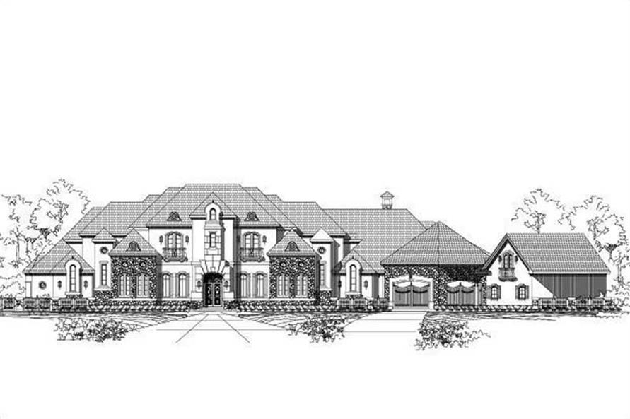 5-Bedroom, 8916 Sq Ft French Home Plan - 156-1970 - Main Exterior