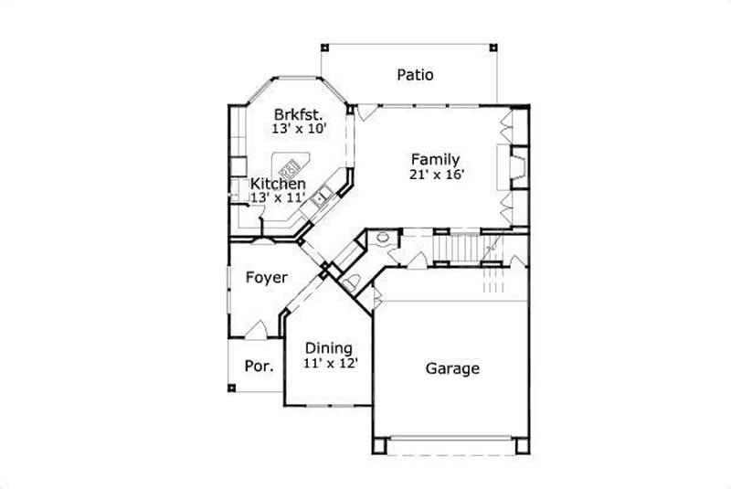 Floor Plan First Story of Mediterranean Plan #156-1978