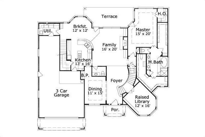 Floor Plan First Story of Luxury Plan #156-1980