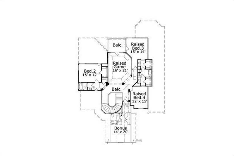 Floor Plan Second Story of Luxury Plan #156-1996