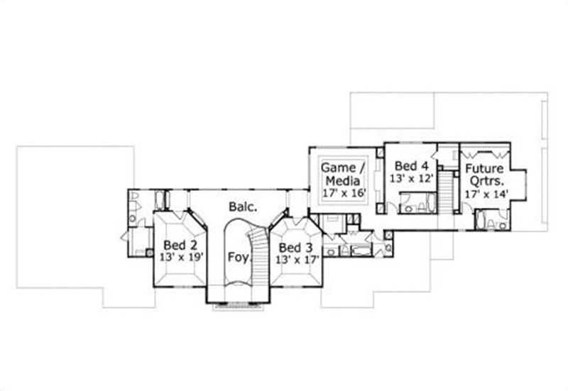 Floor Plan Second Story of French Plan #156-2001