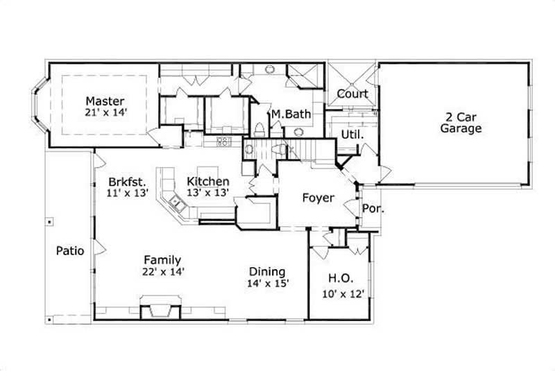 Floor Plan Second Story of Traditional Plan #156-2004