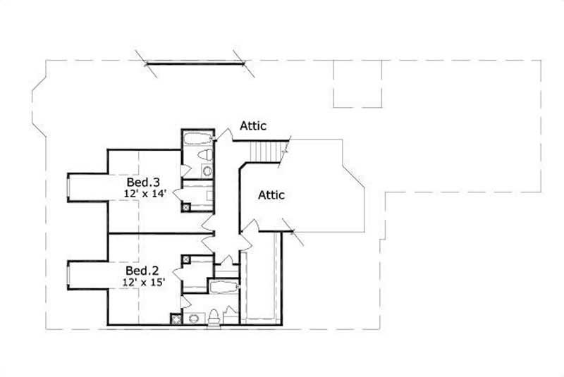 Floor Plan Second Story of Traditional Plan #156-2004