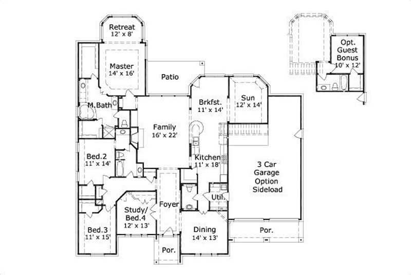 Floor Plan First Story of Traditional Plan #156-2023