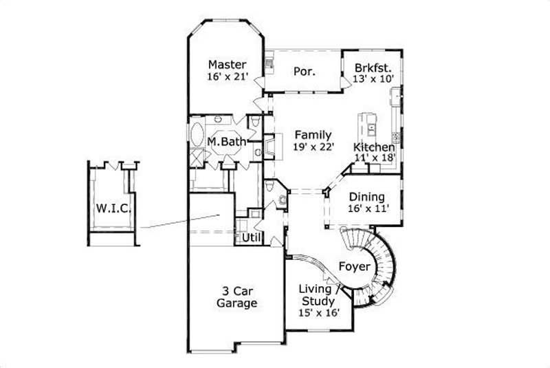 Floor Plan First Story of Country Plan #156-2024