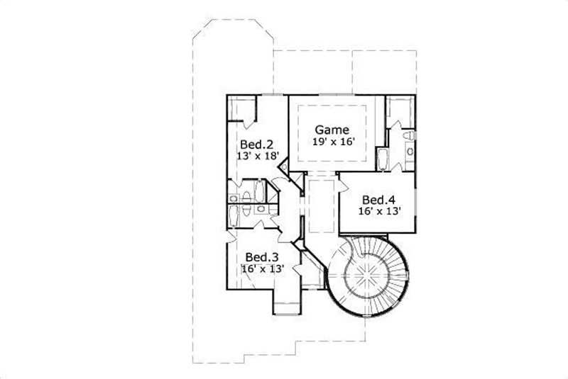 Floor Plan Second Story of Country Plan #156-2024