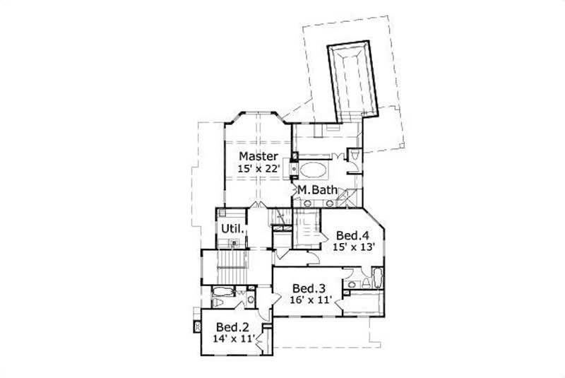 Floor Plan Second Story of Luxury Plan #156-2044