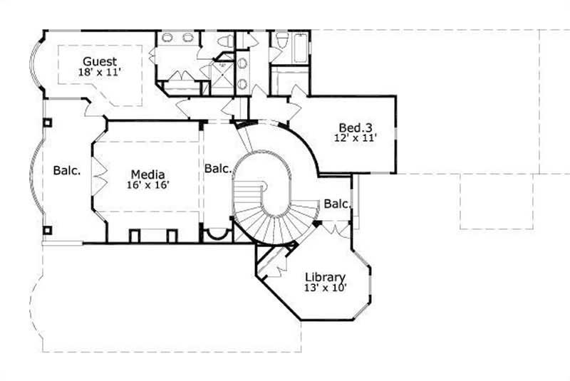 Floor Plan Second Story of Plan #156-2052