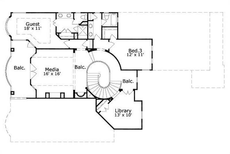 Floor Plan Second Story of Plan #156-2054