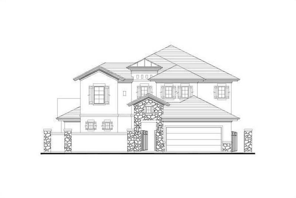 Front elevation of Tuscan home (ThePlanCollection: House Plan #156-2055)
