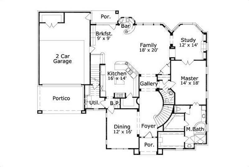 Floor Plan First Story of Luxury Plan #156-2058