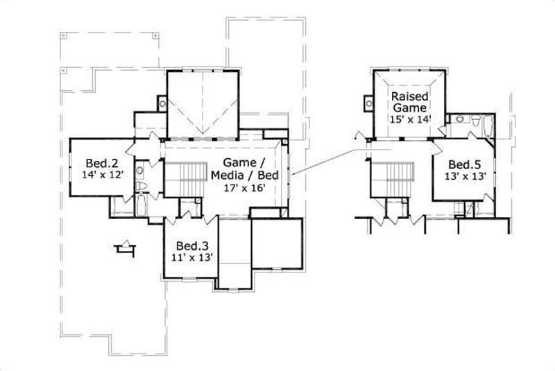 Floor Plan Second Story of Traditional Plan #156-2065