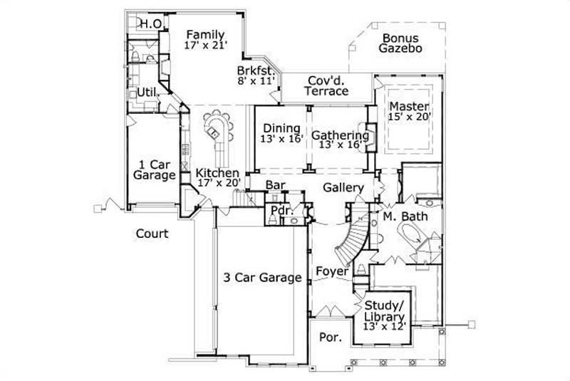 Floor Plan First Story of Luxury Plan #156-2066