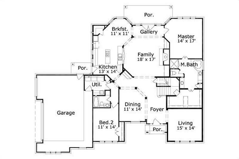 Floor Plan First Story of Luxury Plan #156-2068