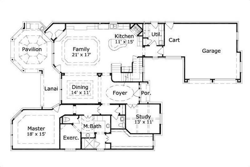 Floor Plan First Story of Country Plan #156-2070