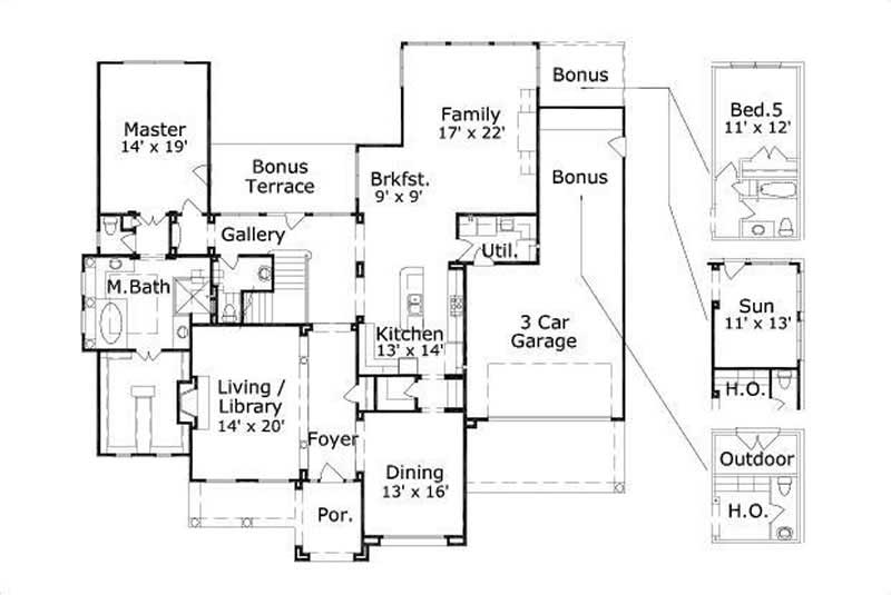 Floor Plan First Story of Plan #156-2071