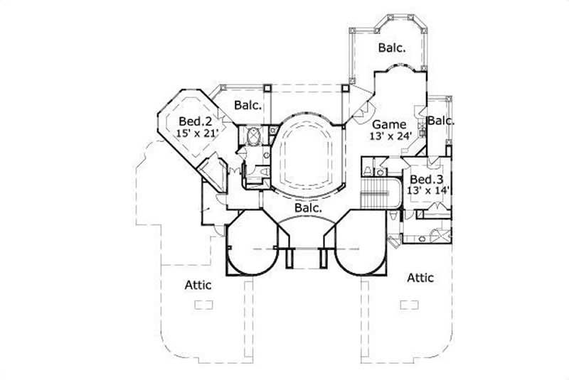 Floor Plan Second Story of Luxury Plan #156-2076