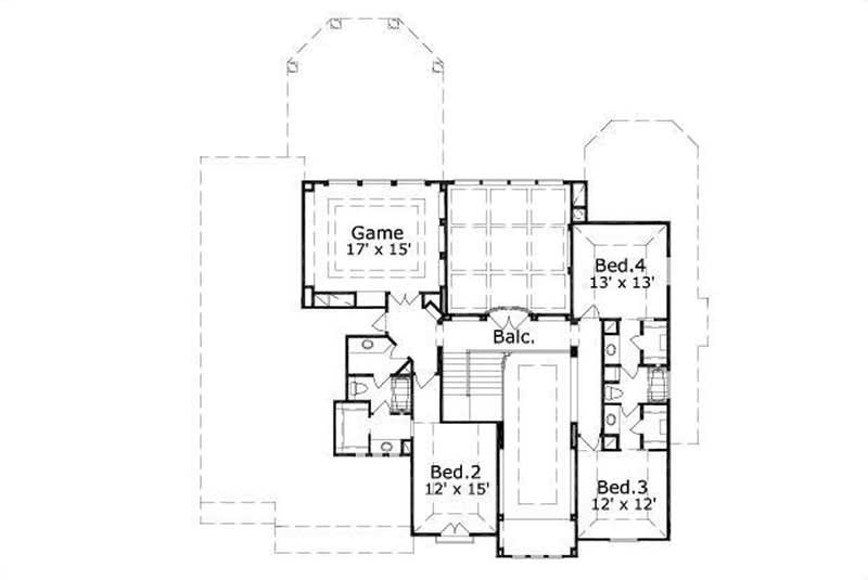Floor Plan Second Story of Mediterranean Plan #156-2082