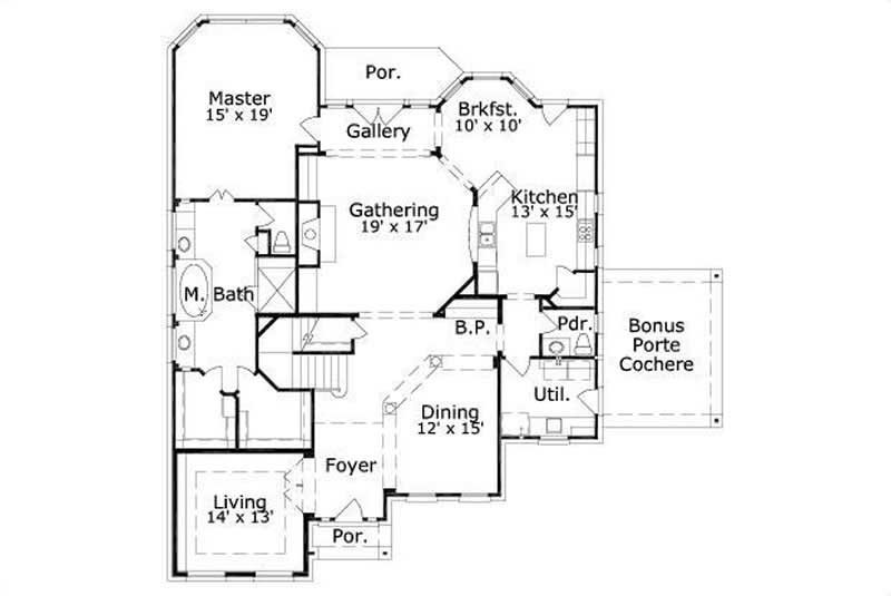 Floor Plan First Story of Luxury Plan #156-2084
