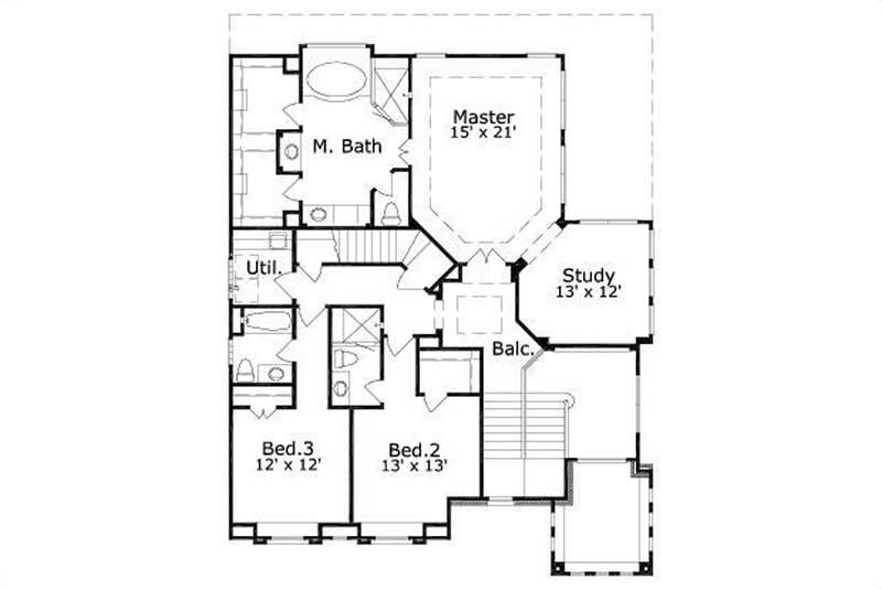 Floor Plan Second Story of Traditional Plan #156-2085