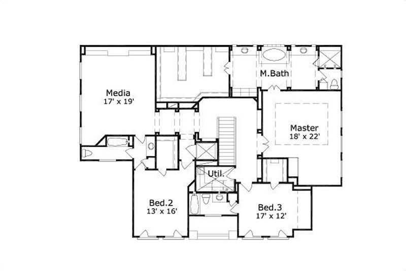 Floor Plan Second Story of Mediterranean Plan #156-2088