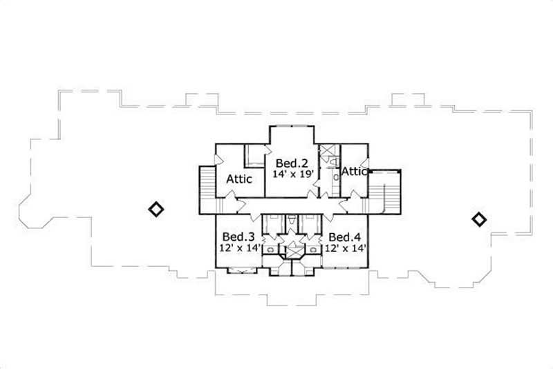 Floor Plan Second Story of Country Plan #156-2100