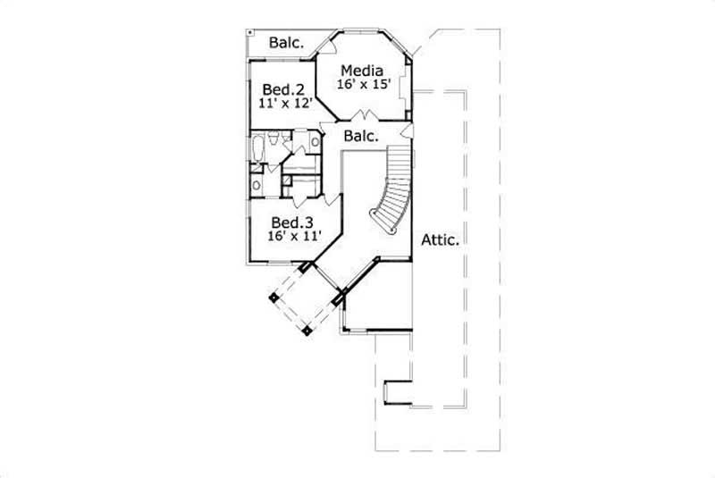 Floor Plan Second Story of Traditional Plan #156-2102