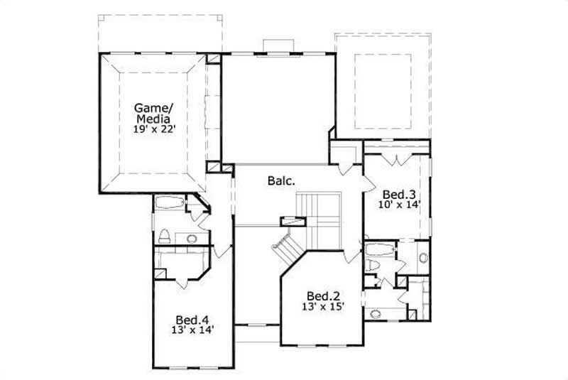 Floor Plan Second Story of Luxury Plan #156-2103