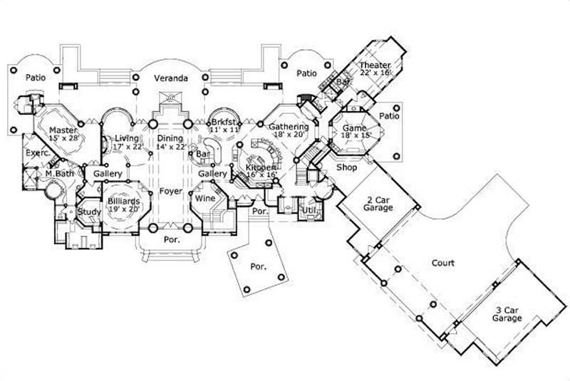 Floor Plan First Story of Contemporary Plan #156-2110