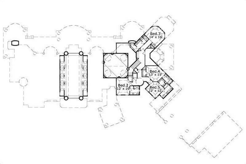 Floor Plan Second Story of Contemporary Plan #156-2110