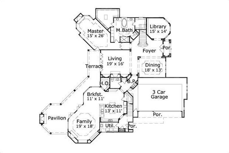 Floor Plan First Story of Luxury Plan #156-2112