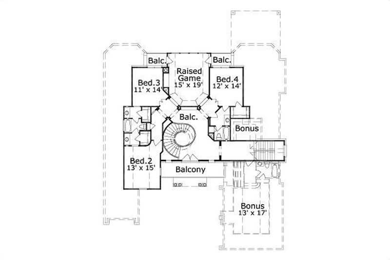 Floor Plan Second Story of Luxury Plan #156-2114