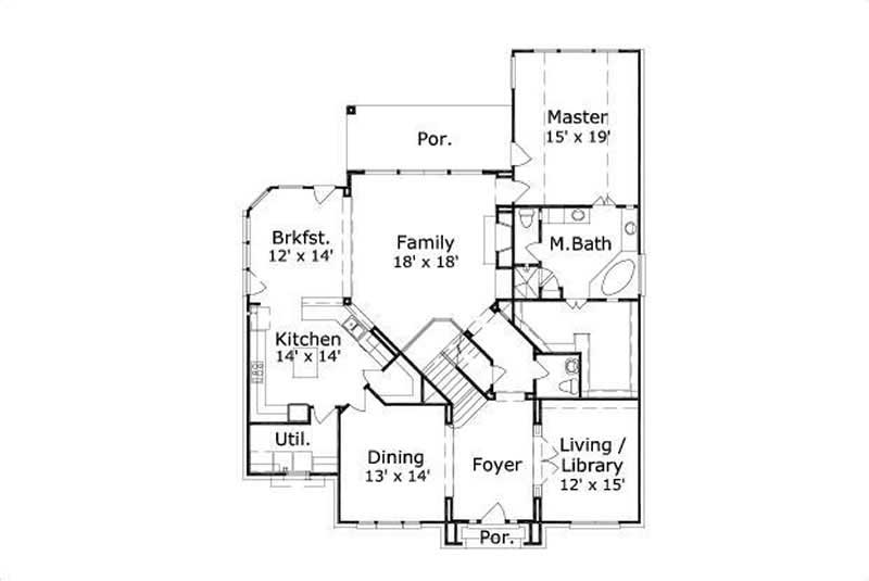 Floor Plan First Story of Luxury Plan #156-2116