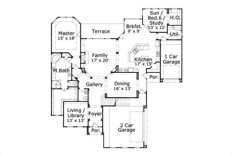 Floor Plan First Story of Plan #156-2119
