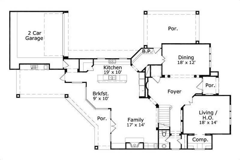 Floor Plan First Story of Mediterranean Plan #156-2125
