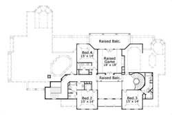 Floor Plan Second Story of Mediterranean Plan #156-2138