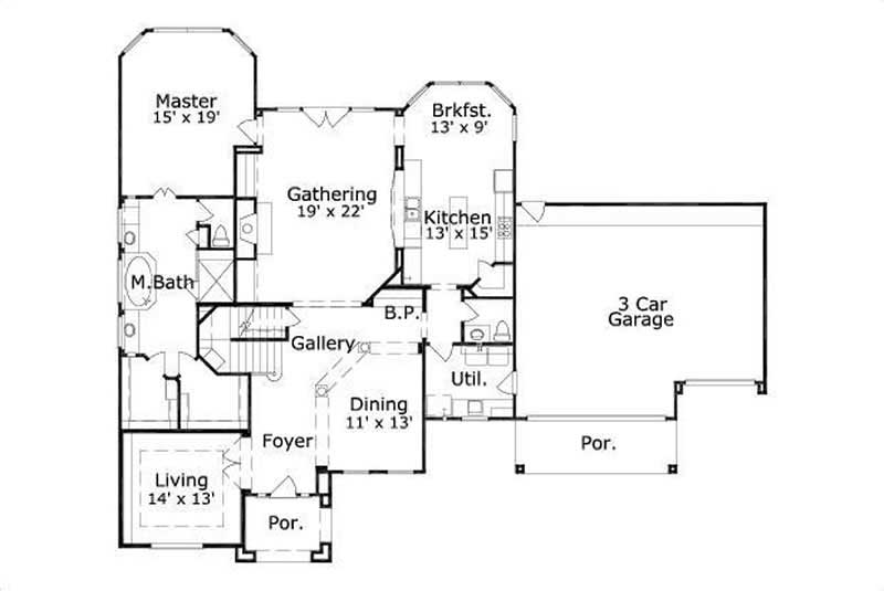 Floor Plan First Story of Luxury Plan #156-2139