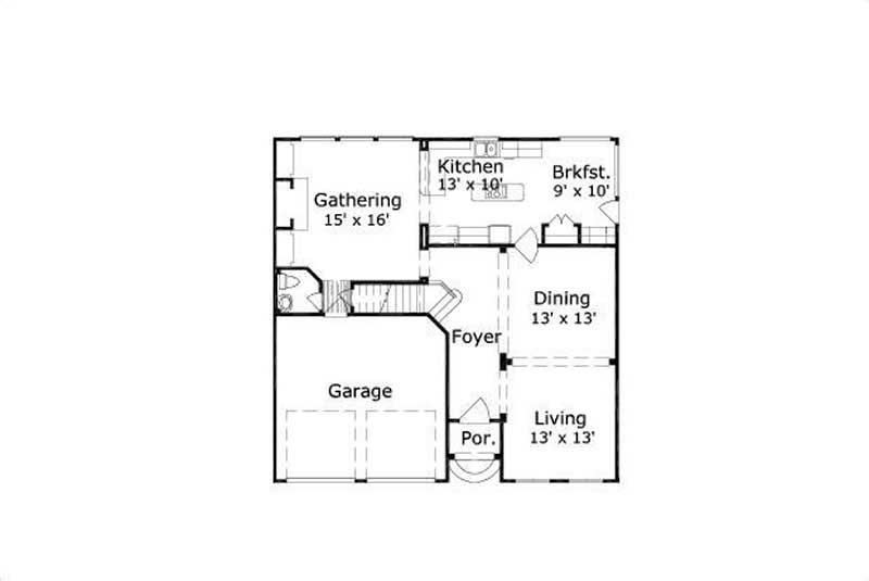 Floor Plan First Story of Traditional Plan #156-2140