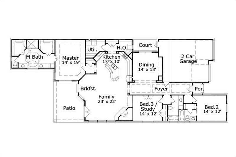 Floor Plan First Story of Country Plan #156-2146