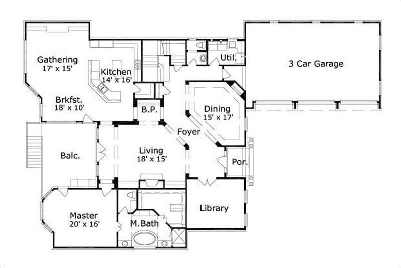Floor Plan First Story of Luxury Plan #156-2149