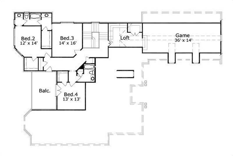 Floor Plan Second Story of Luxury Plan #156-2149