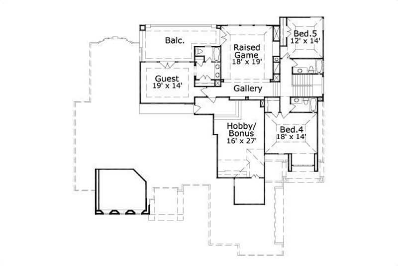 Floor Plan Second Story of Mediterranean Plan #156-2155