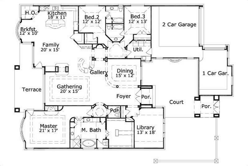 Floor Plan First Story of Plan #156-2162