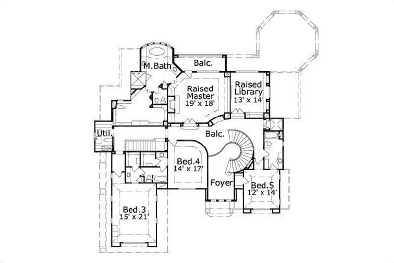 Floor Plan Second Story of Mediterranean Plan #156-2165