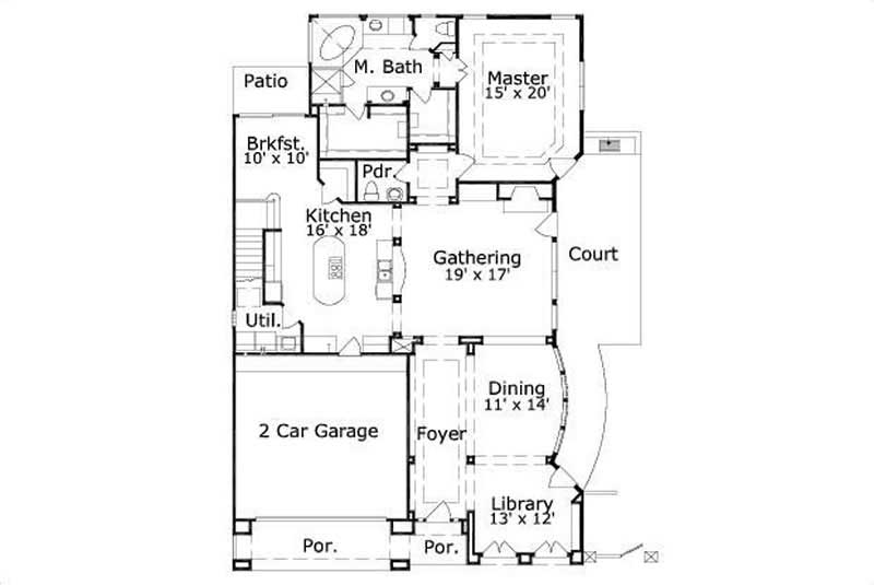 Floor Plan First Story of Country Plan #156-2172