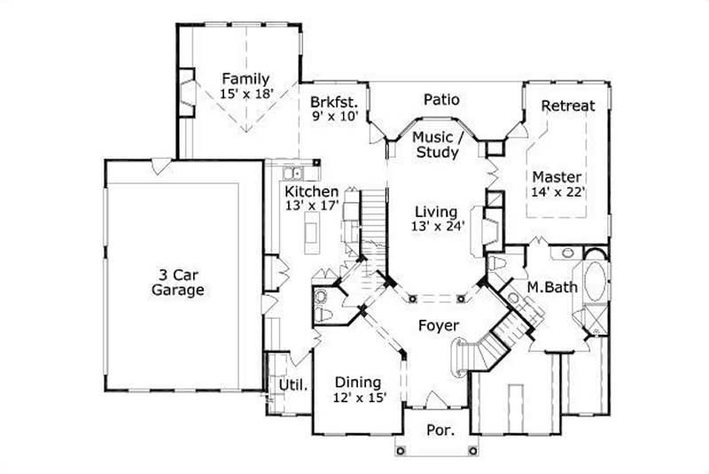 Floor Plan First Story of Luxury Plan #156-2174