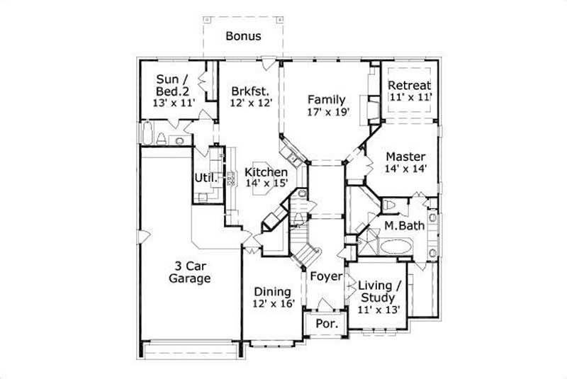 Floor Plan First Story of Luxury Plan #156-2177
