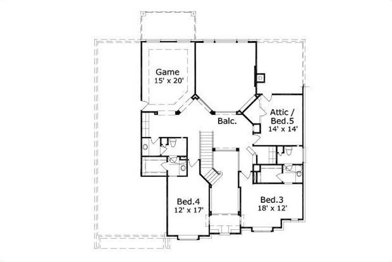 Floor Plan Second Story of Luxury Plan #156-2177