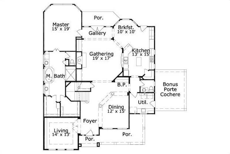Floor Plan First Story of Country Plan #156-2179